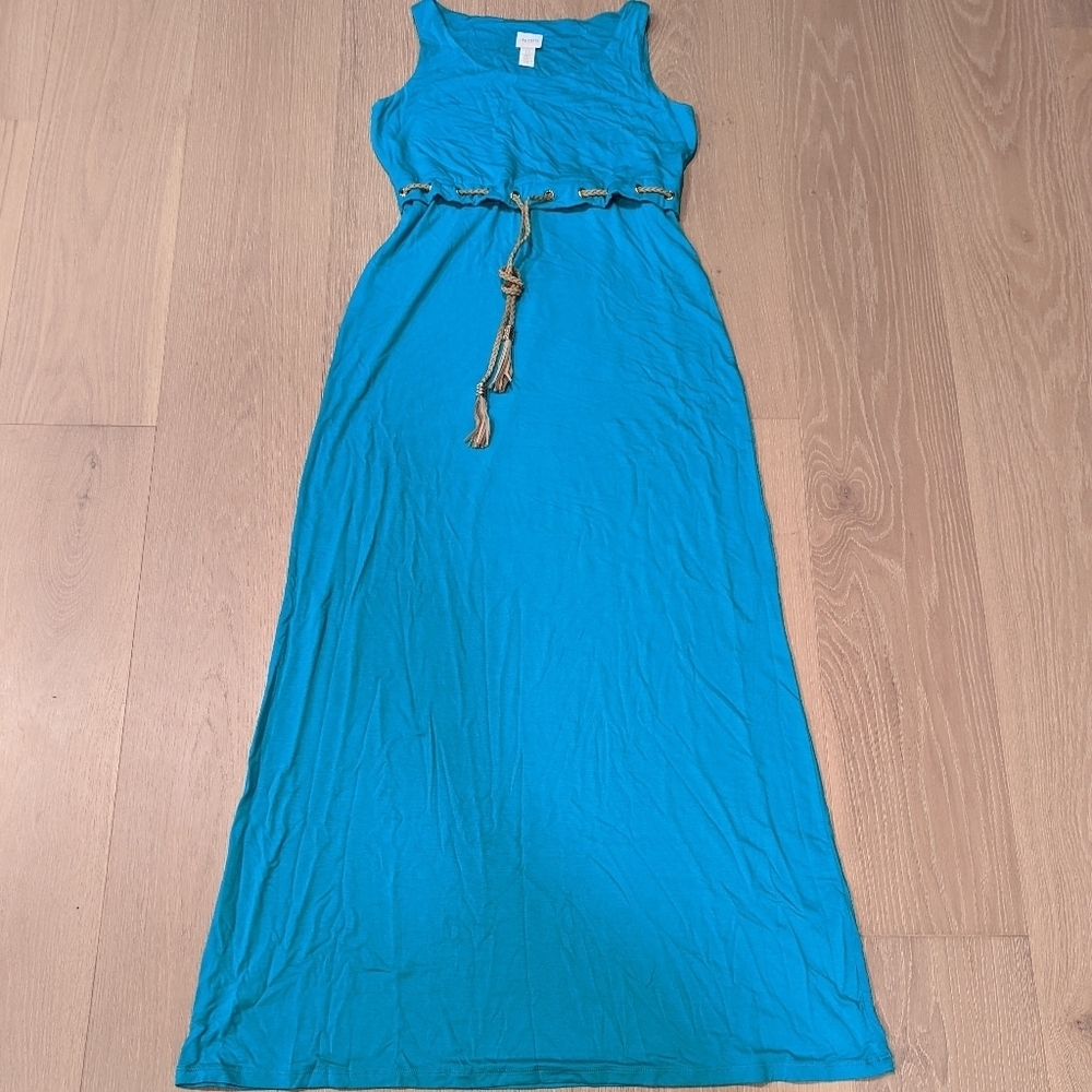 Green Maxi Dress with Rope Belt